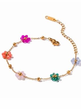 18K Gold Plated Colorful Flower Charms Bracelet